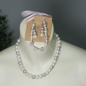 Purple Faux Pearlstring Jewelry Set